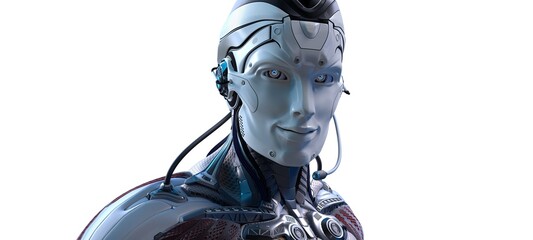 Robot head high quality very detailed 3d render