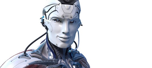 Robot head high quality very detailed 3d render