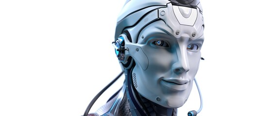 Robot head high quality very detailed 3d render