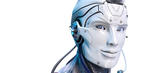 Robot head high quality very detailed 3d render