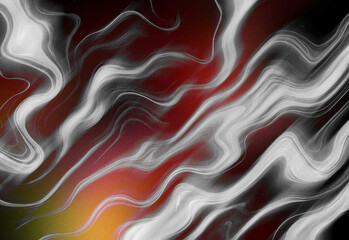 Abstract ribbons in black, white, red and gold tones, flowing marbled texture creating dynamic motion and depth, a versatile modern background for design, branding, and visuals