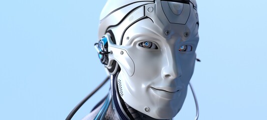 Robot head high quality very detailed 3d render