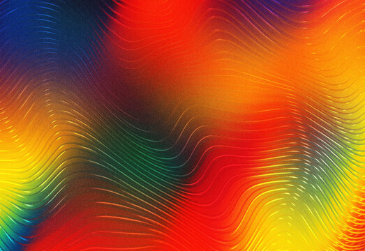 Vibrant abstract composition with flowing rainbow colors and wave texture, a dynamic gradient of red, orange, yellow, green, blue and violet, creating a lively modern background