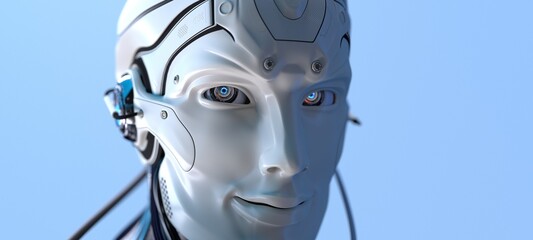 Robot head high quality very detailed 3d render