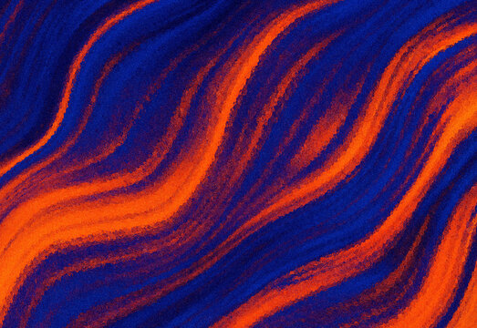 Vibrant abstract texture with flowing orange and midnight blue marbled waves, curved lines, and high contrast, perfect as a versatile background for digital art, branding, posters