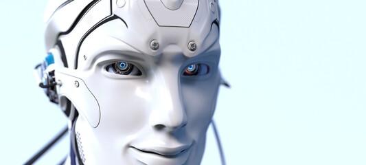 Robot head high quality very detailed 3d render