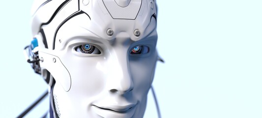Robot head high quality very detailed 3d render