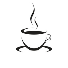 ☕ Stylized Silhouette of a Steaming Hot Coffee or Tea Cup