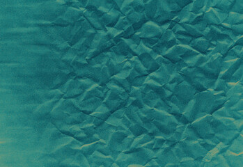 Abstract teal textured background featuring a crumpled wrinkled surface with a smooth blue-green gradient, ideal for design backdrops, banners, presentations, marketing visuals