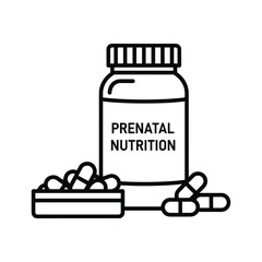 Prenatal nutrition bottle with pills