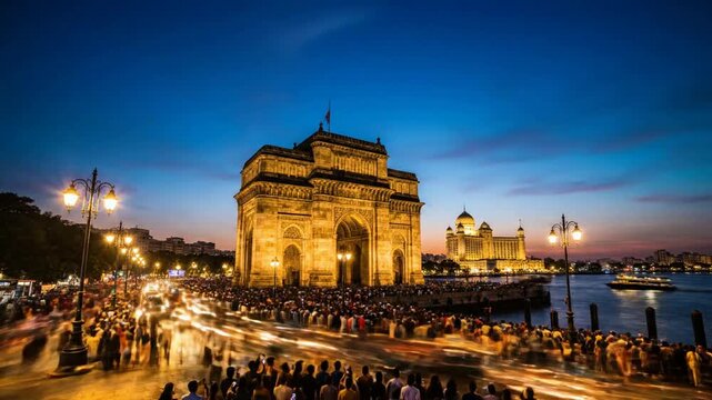Journey Through Time: Captivating Time-Lapse of the Gateway of India at Twilight