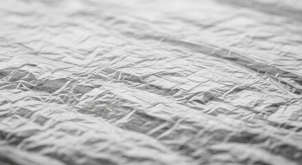 Close-up of crumpled silver foil with soft lighting and shallow depth of field.