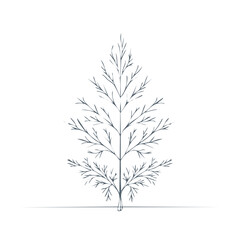 Fototapeta premium Minimalist illustrated tree with thin branches on a white background