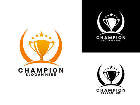 trophy with star logo design vector template. Champion award logo design vector