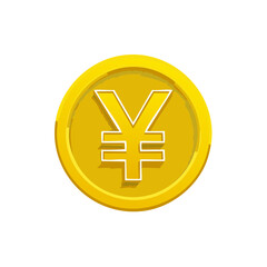 Fototapeta premium Illustrated gold coin with a yen symbol, currency icon for finance and business.