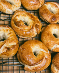 close up of bagels