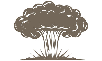 Explosion Vector Illustration – Atomic Bomb Cloud Silhouette Graphic Design