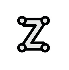 Stylized letter Z formed by interconnected geometric shapes, representing connection and structure.