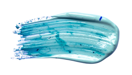 textured abstract blue color paint stroke isolated on transparent background, png