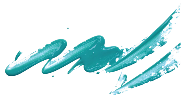 textured abstract blue color paint stroke isolated on transparent background, png