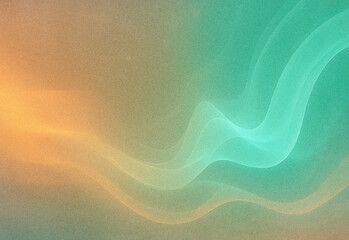 Soft, flowing abstract background with warm orange to cool teal gradient, speckled texture, and curved waveforms, ideal for modern design, digital art, and branding projects