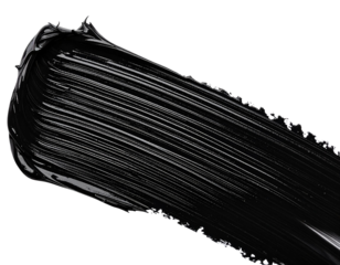 textured abstract black paint stroke isolated on transparent background, png