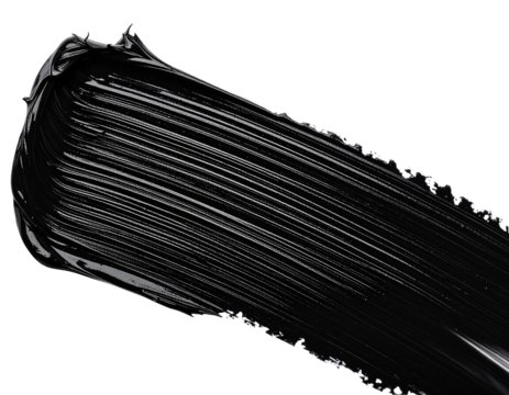 textured abstract black paint stroke isolated on transparent background, png