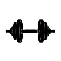 Fototapeta premium A black silhouette of a dumbbell isolated on a, representing strength and fitness