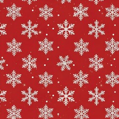 Seamless White Snowflake Pattern on Red Background With Frosty Winter Atmosphere