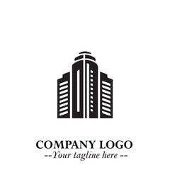 Building Logo Symbol in Black on the White Background with Modern Minimal Architecture Design