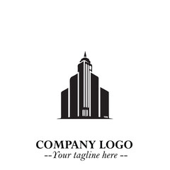 Building Logo Symbol in Black on the White Background with Modern Minimal Architecture Design