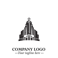 Building Logo Symbol in Black on the White Background with Modern Minimal Architecture Design