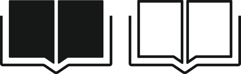 book icon set. Education, Reading, and Knowledge symbols. Library and E-reader sign. Storytelling, Research, and Content Management Symbol Collection