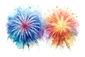 watercolor fireworks burst vector illustration 