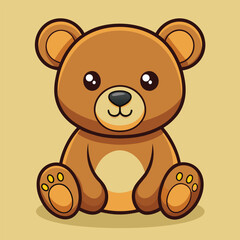 Cute cartoon brown teddy bear sitting illustration design for kids.