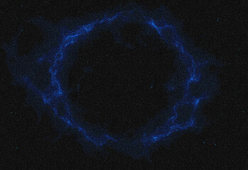 Bright blue ring nebula floats in the dark velvet of space, illuminated by distant starlight and cosmic dust, creating a dramatic celestial halo for science, education, and design