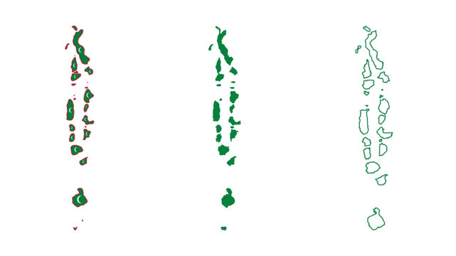 Set of Maldives map isolated on white background, illustration design