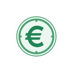 Obraz premium Green Euro Symbol Coin Icon Flat Design