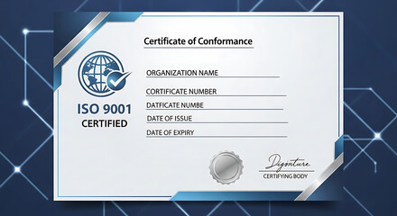 ISO 9001 Certified Quality Management Standard Concept