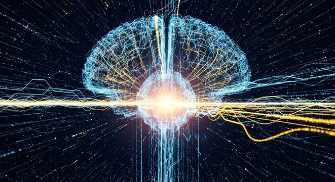Abstract digital brain with neural network energy flow