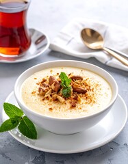 Delicious S?tla? - Turkish Rice Pudding with Nuts and Mint.
