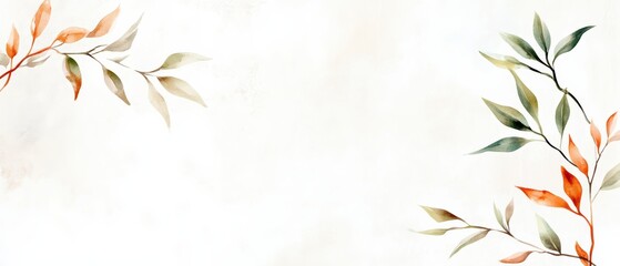 A serene, watercolor illustration featuring delicate leaves in soft hues against a light background, evoking a calm and natural aesthetic.