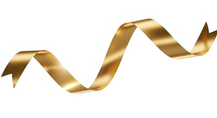 Luxury Shiny Gold Wavy Ribbon Banner Decoration Element