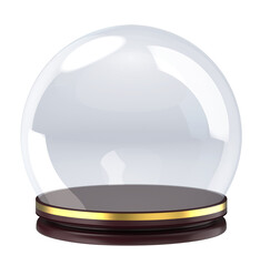 Obraz na płótnie Canvas Glass sphere on a stand or Christmas snowglobe. Crystal glass empty ball isolated. Png transparency