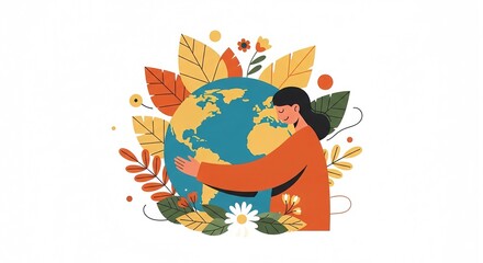 Fototapeta premium Person Hugging Planet Earth