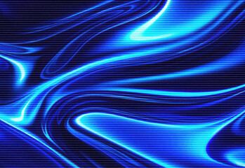 Abstract neon blue flowing wave background featuring glossy electric lines and digital texture, ideal for tech branding, futuristic design, and modern visual artwork
