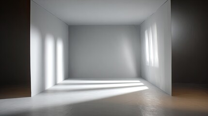 Spacious and Minimalist Room with Soft Natural Light and Shadows