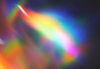 Abstract colorful light spectrum across a dark background with soft rainbow arcs, prism reflections, subtle grain and ethereal bokeh for cinematic, design, and marketing projects