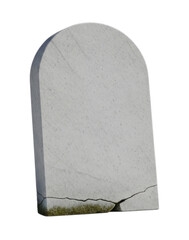 Cracked Blank Gray Stone Arched Tombstone Gravestone Isolated Cutout Transparent PNG