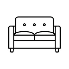 A simple line art icon of a twoseater sofa or couch